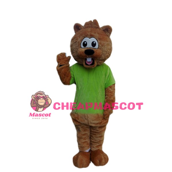 Surprised Cartoon Little Beaver Mascot Costume 