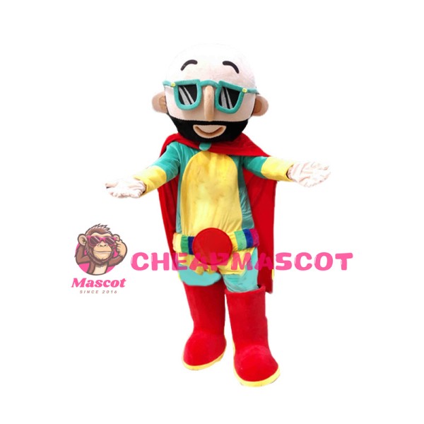 Bald Superhero Mascot Costume 