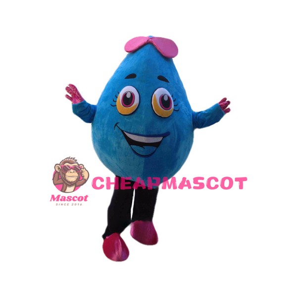 Deluxe Cartoon Blue Water Drop Girl Mascot Costume