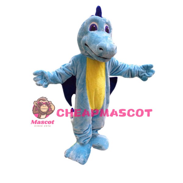 Friendly Blue Flying Dragon Mascot Costume 
