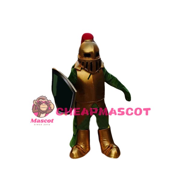 Golden & Green Knight Mascot Costume 