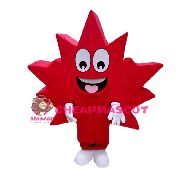 Cheerful Cartoon Red Maple Leaf Mascot Costume 