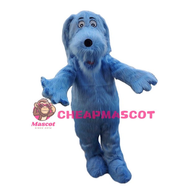 Long Fur Blue Dog Mascot Costume 
