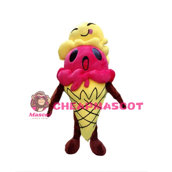 Deluxe Double Scoop Ice Cream Cone Cartoon Mascot Costume 