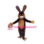 Cheerful Brown Bunny Mascot Costume 