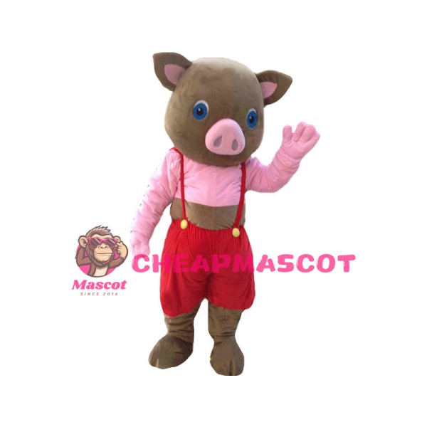 Cute Cartoon Brown Baby Pig Mascot Costume 