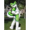 Green Husky Dog Mascot Costume