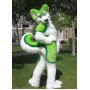 Green Husky Dog Mascot Costume