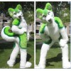 Green Husky Dog Mascot Costume