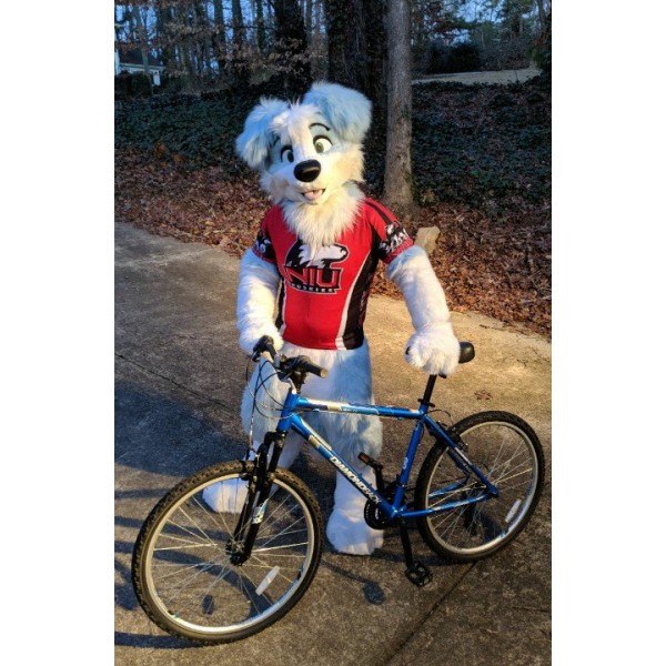 Cute Blue & White Dog Mascot Costume