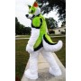 Fierce Green & White Husky Dog Mascot Costume