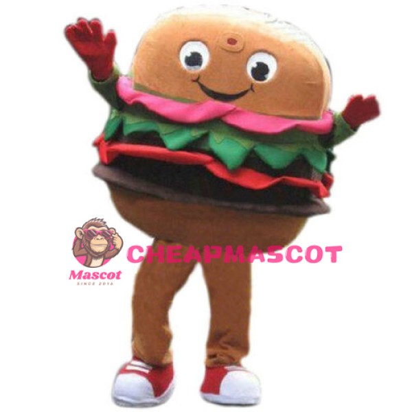 Happy Adult Hamburger Mascot Costume