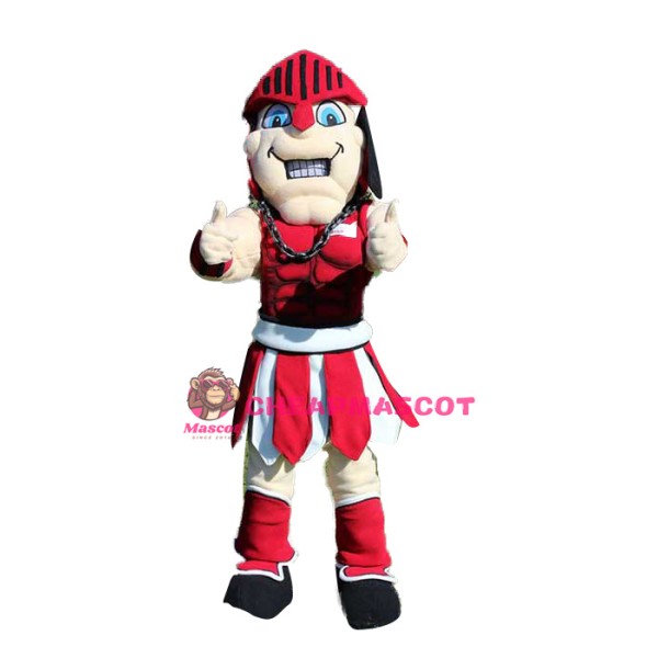 Red Spartan Knight Mascot Costume