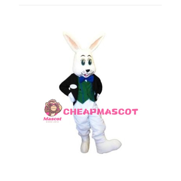Smiling White Rabbit Mascot Costume