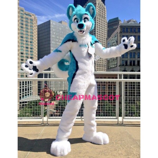 Blue & White Husky Dog Mascot Costume
