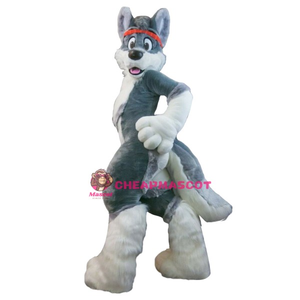 Gray Husky Dog Mascot Costume