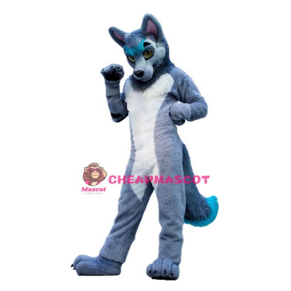 Grey & White Wolf Mascot Costume