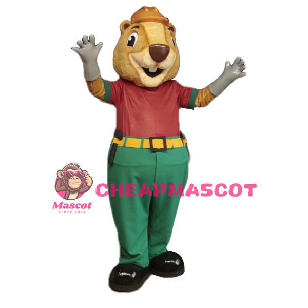 Beige Beaver Mascot Costume