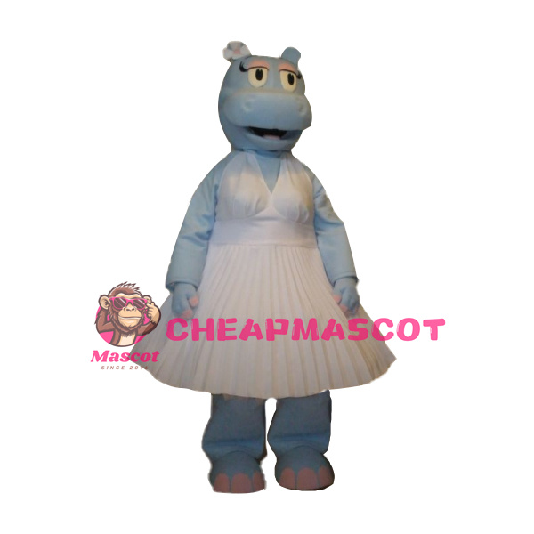Blue Hippo Girl Mascot Costume