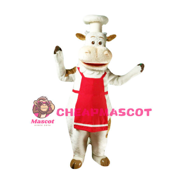 Chef White Cow Mascot Costume