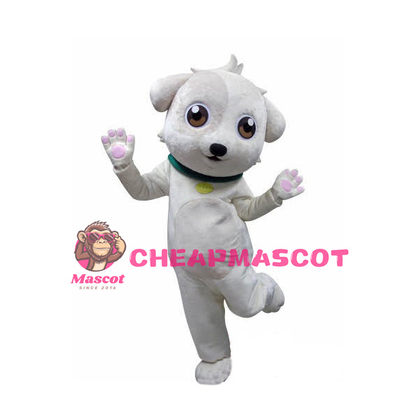 White & Grey Dog Mascot Costume