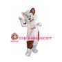 White & Brown Cat Mascot Costume