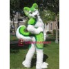 Lovely Green & White Husky Dog Mascot Costume