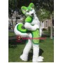 Lovely Green & White Husky Dog Mascot Costume