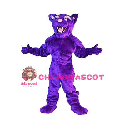 Happy Purple Leopard Mascot Costume