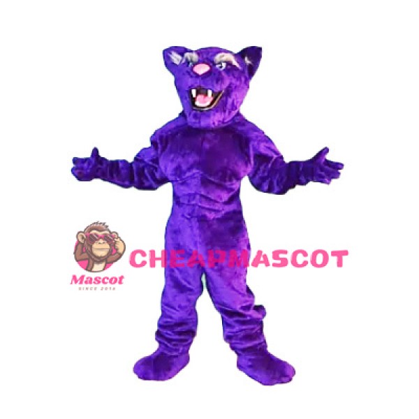 Happy Purple Leopard Mascot Costume