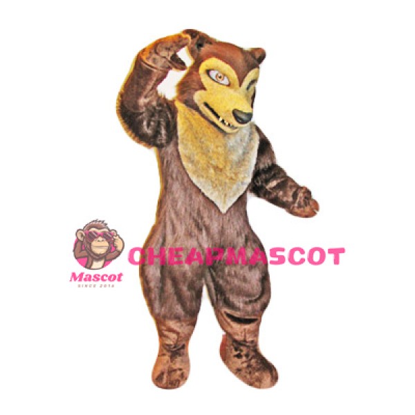 Fierce Brown Wolf Mascot Costume