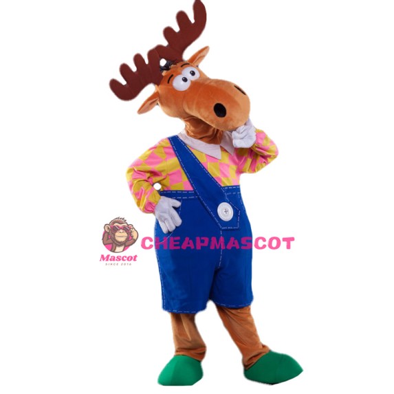 Thinker Moose Mascot Costume