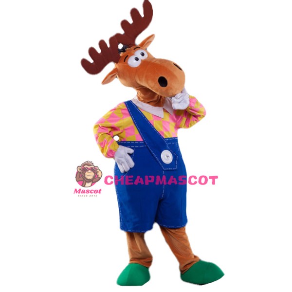 Thinker Moose Mascot Costume