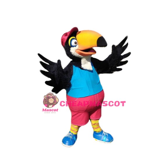 College Black Parrot Mascot Costume
