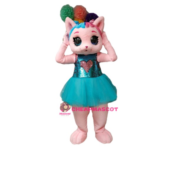 Pink Cat Mascot Costume