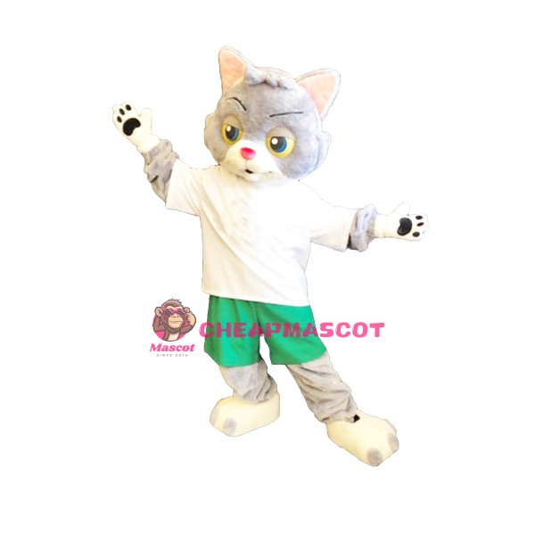 Lovely Grey & White Cat Mascot Costume