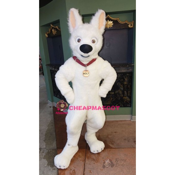 White German Shepherd Dog Bolt Mascot Costume