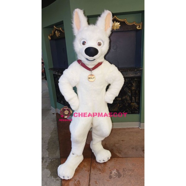 White German Shepherd Dog Bolt Mascot Costume