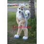 Friendly Brown & Gray Husky Dog Mascot Costume