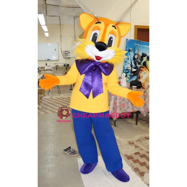 Happy Yellow Cat Mascot Costume