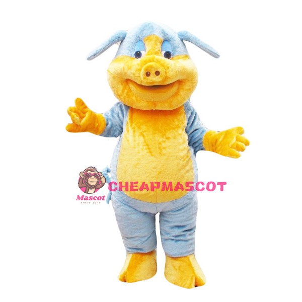 Blue & Yellow Pig Mascot Costume
