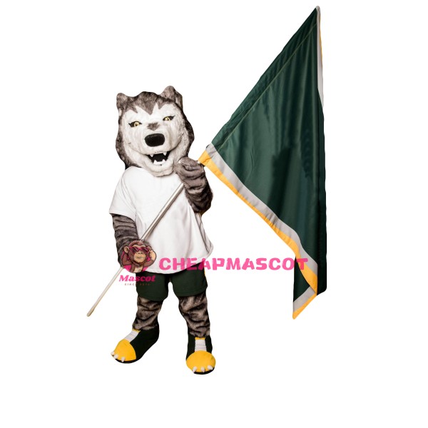 Sport Grey & White Wolf Mascot Costume