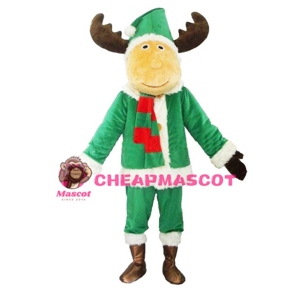 Christmas Green Reindeer Mascot Costume