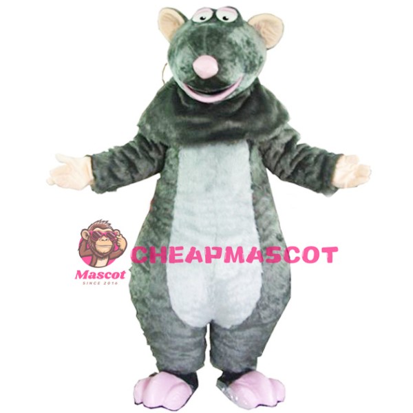 Grey Plush Mouse Mascot Costume