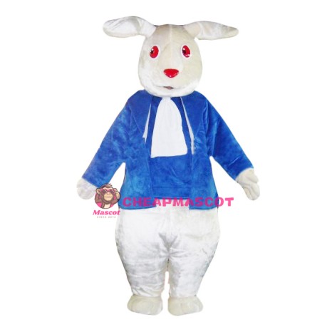 White & Blue Rabbit Mascot Costume