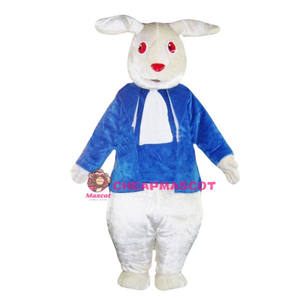 White & Blue Rabbit Mascot Costume