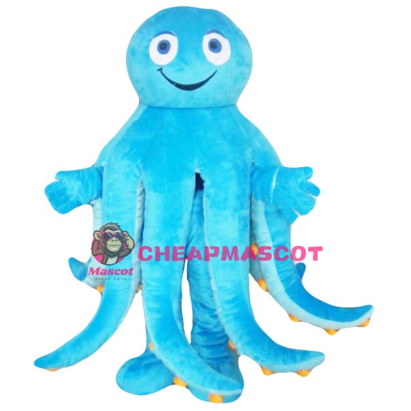 Cute Blue Octopus Mascot Costume