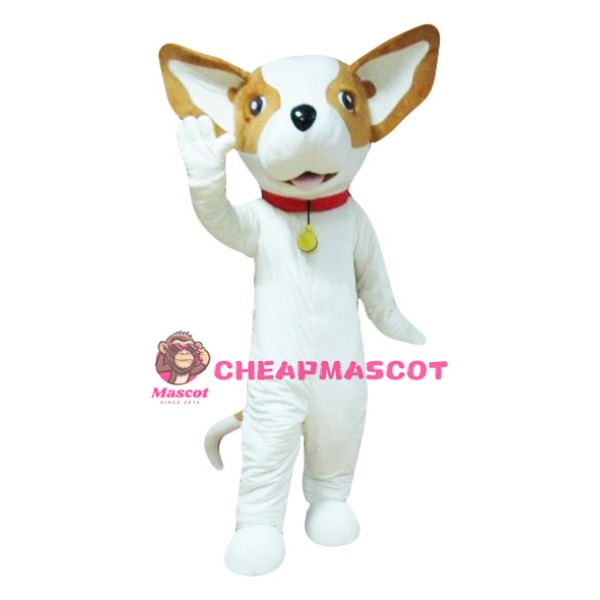 Lovely White & Brown Dog Mascot Costume