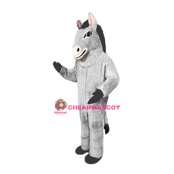 Friendly Grey Donkey Mascot Costume