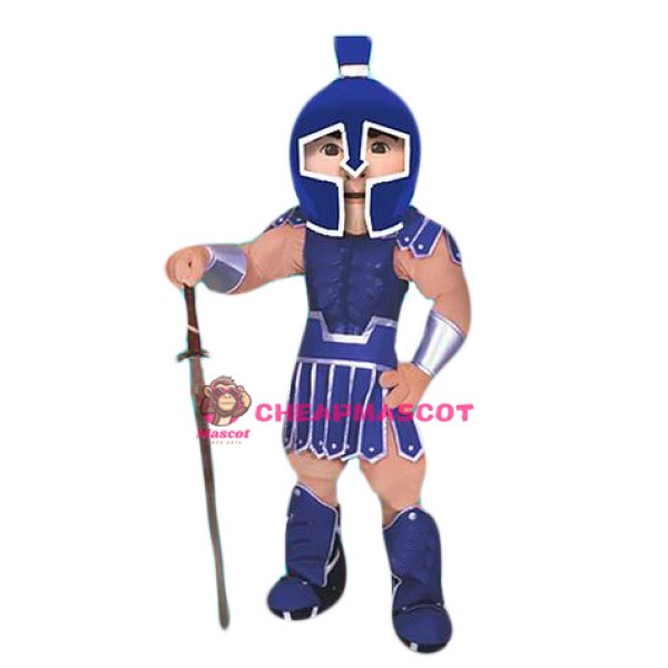 Superb Blue Spartan Mascot Costume